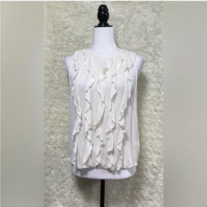 L’Agence 100% Silk Ruffle Blouse – Ivory / Sleeveless / Size M – Retail $300
